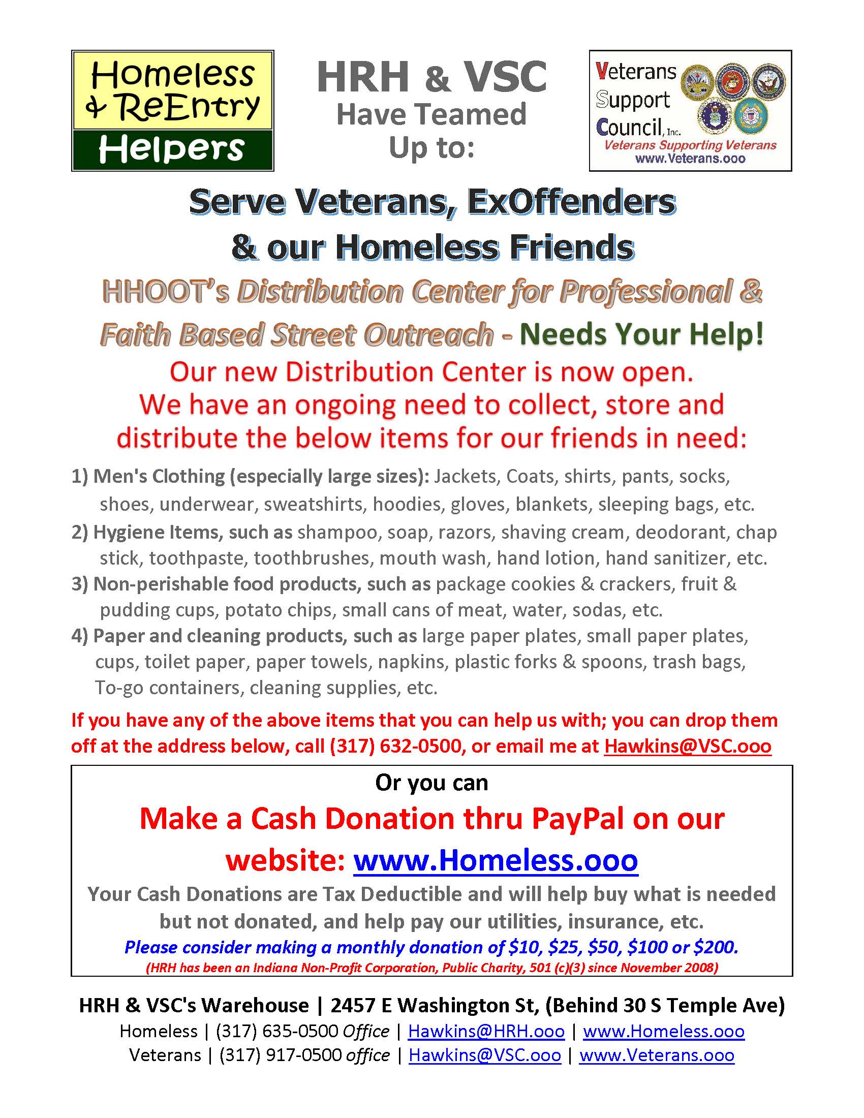 HRH & VSC Donation Flyer HRH & VSC Donation Flyer