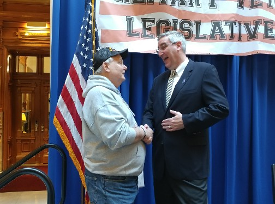 Don Hawkins & Governor Holcomb at the IN Legislative Day event